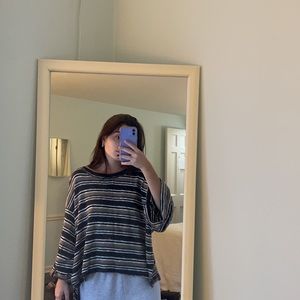 Striped Boxy 3/4 length sweater size small